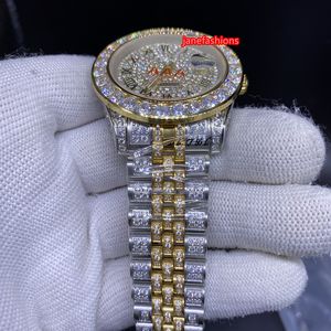 Boutique Orologi alla moda da uomo Orologio con diamanti in acciaio inossidabile Quadrante con diamanti in oro Orologio di vendita caldo alla moda Orologio con calendario automatico su scala romana