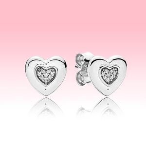 Любовь в форме сердца серьги женские женские девушки свадебные украшения для Pandora 925 STELRING серебряные розовые позолоченные серьги с оригинальной коробкой