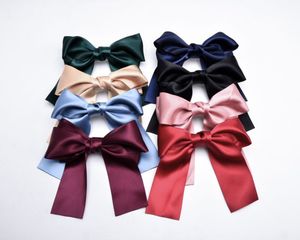 Handgjorda Streamer Hair Clips Långt band Satin Spring Clip Super Large Bow Girls Tillbehör 8 Färger