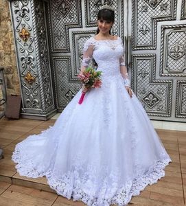 Cheap High Quality HandMade ALine Bridal Wedding Pakistani Lacha Dress Gown Union Fashion Vintage Long Sleeve Vestido De Novia Wedding Dress