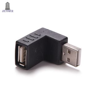 300 adet / grup 90 Derece Açılı USB 2.0 Bir Erkek Kadın Adaptörü USB2.0 Çoğalt Connector Genişletici Dönüştürücü Dizüstü PC Siyah Için