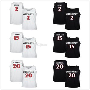 San Diego State Aztecs College #2 ADAM SEIKO Jerseys de basquete #15 Kawhi Leonard #20 Schakel Mens Ed Custom