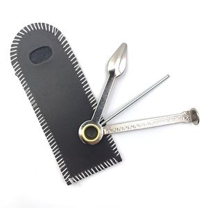Vendita al dettaglio 3in1 Kit di pulizia in metallo inossidabile per strumenti per la pulizia della pipa da fumo Alesatori Set di manomissioni Pick Spoon Tampers Accessori per fumatori