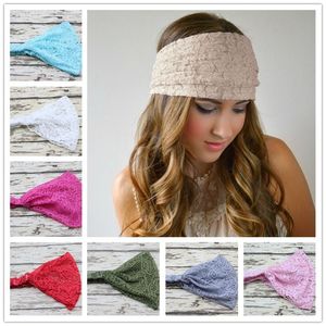 Women headband big children girls solid colors lace elastic band hair accessories for 8 different colors