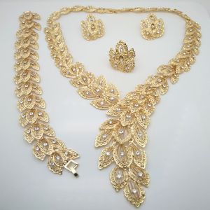 Unido Ma Moda Dubai conjunto de jóias de ouro nigeriana Cor conjunto de jóias pérolas africanas