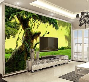 Goedkope Wallpaper Winding Vine Fantasy Green Forest 3D Wall Paper Home Decor Custom