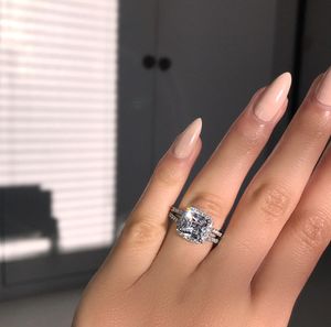 Vecalon Eternity Promise Ring 925 Sterling Silber Verlobungsring Diamant Ehering Ringe für Frauen Fingerschmuck