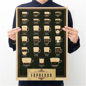 Italien kaffe espresso matchande diagram papper affisch bild café kök dekor 51x35.5cm