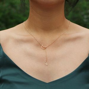 Оптом мода новая сладкая и популярная поп-большая лунная звезды кулон короткие ожерелье цепи ожерелье для женщин бесплатная доставка