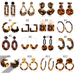 Ny leopardtryck akryl dangle örhängen ättiksyra ark geometrisk cirkel fyrkantig lång droppe örhängen för kvinnor mode smycken