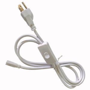 Switch US Plug 6ft T5 T8 LED -rör Tråd Byt anslutning med ON OFF -SWITCH Strömsladdförlängning Pigtail Cord för lampljusport