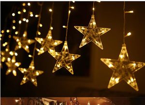2.5m Kurtyna Light LED Star Boże Narodzenie Garland Outdoor / Indoor Lighting String Fairy Lampy Wedding Wakacje Dekoracja