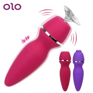 OLO Clit Sauger Vibrator Sex oral lecken Blowjob vibriert mit zwei Kopf Klitoris Nippel Saugen 7 Geschwindigkeit Sexspielzeug für Frauen MX191228