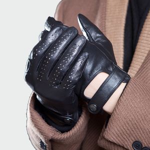 Mens Genuine Leather Gloves Male Breathable Goatskin Thin Spring Summer Autumn Driving Anti-skid Mittens Men Gloves CJ191225