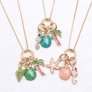 new design baby diy cute chain necklace shell / Seahorse pendant necklace for girls children gift gold color jewelry