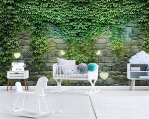 Personalizado foto 3d papel de parede mural videira parede parede nórdica pequeno fundo fresco parede verde paisagem seda papel de parede
