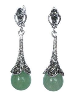 Raro 925 plata esterlina NATURAL verde cuentas de jade pendientes الطبيعية 14/5 