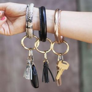 Wholesale-fashion ins designer cute lovely diamond glittering leather rubber key ring bangle bracelet for woman 30 colors