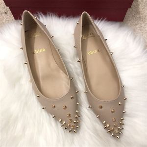Free shipping real photo luxura genuine leather fashion Women lady Vintage Gold glitter point toe spikes flats shoes bride wedding