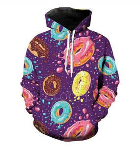 Designer New Summer Fashion Casual Hoodies Homens Mulheres 3D Hoodie colorido Donuts Harajuku Pullovers R0605