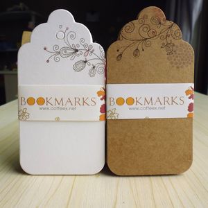 20pcs White and Kraft Bookmark Blank Flower Design Kraft Gift Tags Price Label DIY Paper Hang Tags Bookmarks x10cm