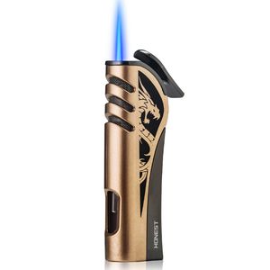 HONEST Jet Butane lighter Torch Windproof Straight Flame with Gas Display Window for BBQ Cigar Smoking Accessories