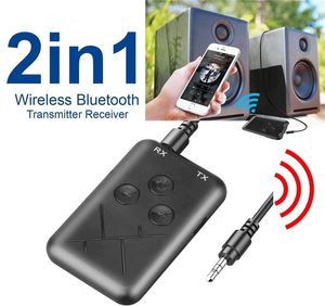 2 i 1 Trådlös Bluetooth-sändarmottagare Stereo Audio Adapter BT V4.2 MP3 Digital 3,5 mm bilkit för TV-högtalardator