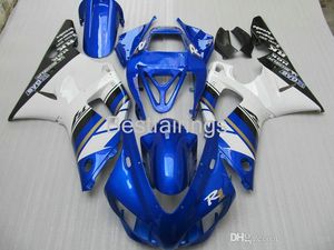 ZXMotor Free Custom Fairing Kit för Yamaha R1 1998 1999 Vitblå Svart Fairings YZF R1 98 99 BC24