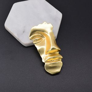 Vrouwen Gouden Hoofd Portret Broche Glad Oppervlak Masker Broche Pak Revers Pin voor Gift Party Mode-sieraden