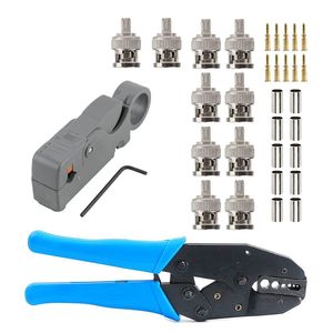 Freeshipping 1Set Coax Rf/Bnc Crimp Tools for Rg58 / Rg59 / Rg6 with 10Pcs Bnc Plug Crimp Connector Set