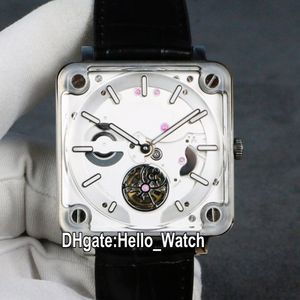 Yeni 42.5mm Deneysel BRX2-MRTB-ST Gümüş Kadran Otomatik Tourbillon Erkek İzle Çelik Kasa Kare Deri Kayışlı Saatler Hello_Watch 6 Renk