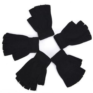 Fashion-New Fashion Black Short Half Finger Fingerless Wool Knit Wrist Glove Winter Warm Workout For Women And Men