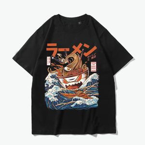 Drop Off toptan satış-Japon Harajuku T Shirt Ramen Kapalı Kanagawa Erkekler Tişörtleri Drop Shipping d Baskı Kısa Kollu T shirt Streetwear Hip Hop Üst Tee J190612