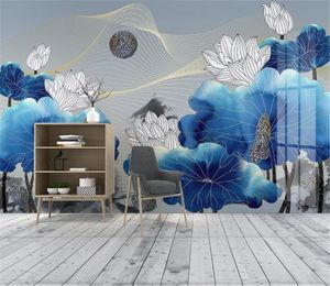 Lågt pris för väggpapper Vacker Lotus Home Decor Living Room Wall Covering Bakgrund