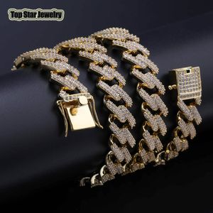 14mm Men Women HipHop MIAMI CUBAN LINK Chain Necklaces Casting Fully Micro Cubic Zirconia Clasp ICED OUT Bling DJ Rapper Jewelry 18"/22"