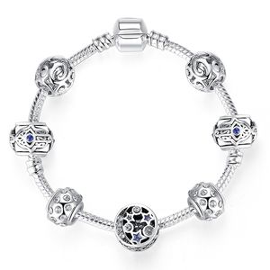 Hollow Star Frisado Pulseiras Pan Dora Projetos 925 Prata Moda Fátima Hamsa Mão Mal Eye Cristal Beads Bangle Meninas Mulheres Charme Jóias