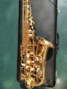 Neues JUPITER JAS-500 Eb-Altsaxophon Goldlack-Saxophon Alto-Musikinstrument Röhren-Goldschlüssel-Saxophon mit Etui-Mundstück