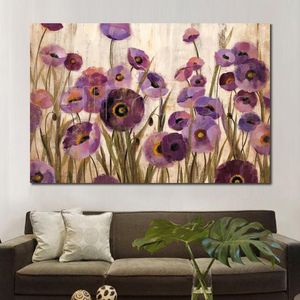 モダンな絵画シルビアバシレバピンクと紫の花抽象的な芸術の高品質の手描き