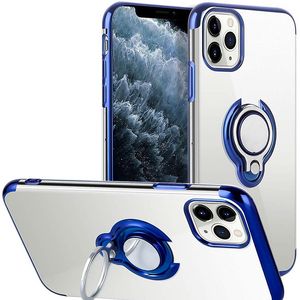 Покрытие телефона чехол для iPhone 11 Pro MAX XS XR X 8 Plus Ultra Thin Прозрачный Clear Держатель магнитный палец кольцо крышки Coque