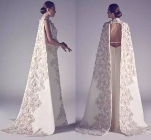 Yüksek Boyun Uzun Balo Elbiseleri Aplike Kılıf Pageant Split Front En İyi Resmi Gece Elbise Yeni Arapça Gece Elbise
