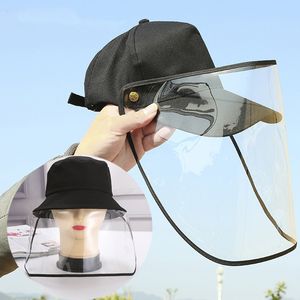 DHL Protective Facial Mask Removable Safety Face Shield Anti Spitting Splash Hat Windproof Sand Dustproof Windshield Baseball Cap
