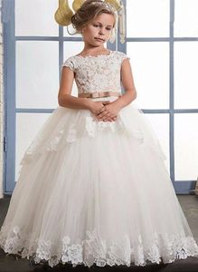 White Lace Flower Girls Dresses For Wedding Pleated Ruffles Girls First Communion Dresses Girls Special Occasion Dresses