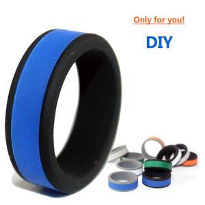 8MM compose silicone Wedding Band Rings for women Men Comfortable Flexible Outdoor Sports Engagement Rings Two tone Fashion Jewelry