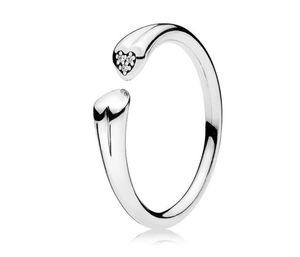 925 Sterling Silver heart diamond Open Rings Set Original Box for Pan grain Women Men Wedding 18K Gold Ring W157