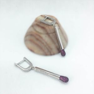 Fashion-925 Sterling Silver Dangle Earrings Match Earring wtih Zircon Stone Metal Stick for Women Match Fire Retro Jewelry Charm Gifts