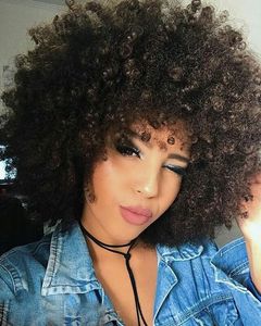 NOVO o penteado macio Brasileiro Cabelo Africano Ameri curto kinky curly perucas Simulação Cabelo Humano afro encaracolado peruca