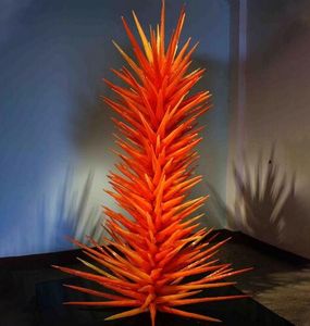 China Supplier Hand Lamps Tree Floor Lamp Orange Murano Blown Glass Conifer Sculpture for Party Garden Art Decoration