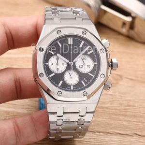 Top Fashion Quartz Chronograph Watch Men Gold Silver Dial Classic Design Stopwatch Gentlemen Casual Wristwatch Full Stainless Steel Clock 613K