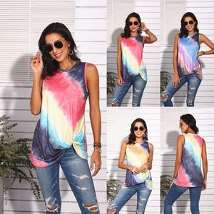 Gradient Starry Sky Women T Shirt Summer Clothes Vest Fashion Clothing Rainbow Sleeveless Tees colorful print Maternity Tops M1792