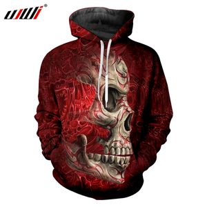 2018 Autunno manica lunga o collo pullover con cappuccio tute uomo stampa cool teschio in metallo 3d felpe con cappuccio felpe oversize 6XL